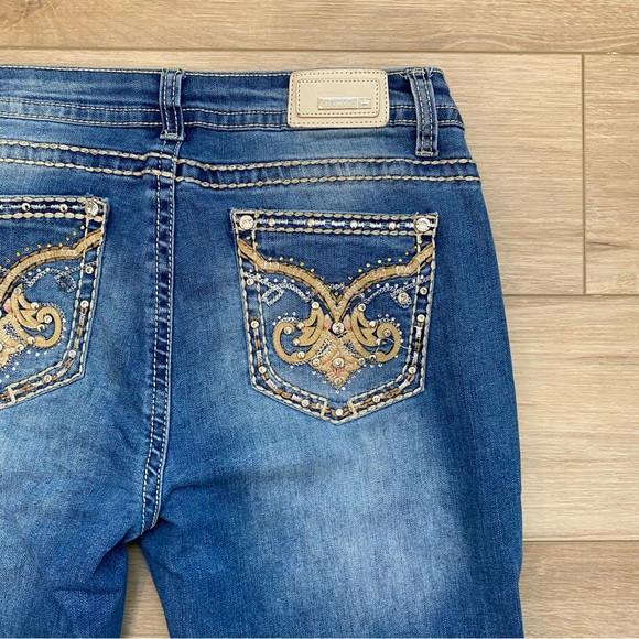 Sexy Couture Jeans Womens Size 15 Bling Embellished Pockets Bootcut Y2K - Picture 4 of 5
